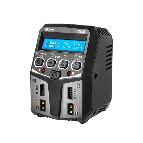SkyRC T100 Dual 디지털 AC 충전기 (100W 5A / 스트라이커)